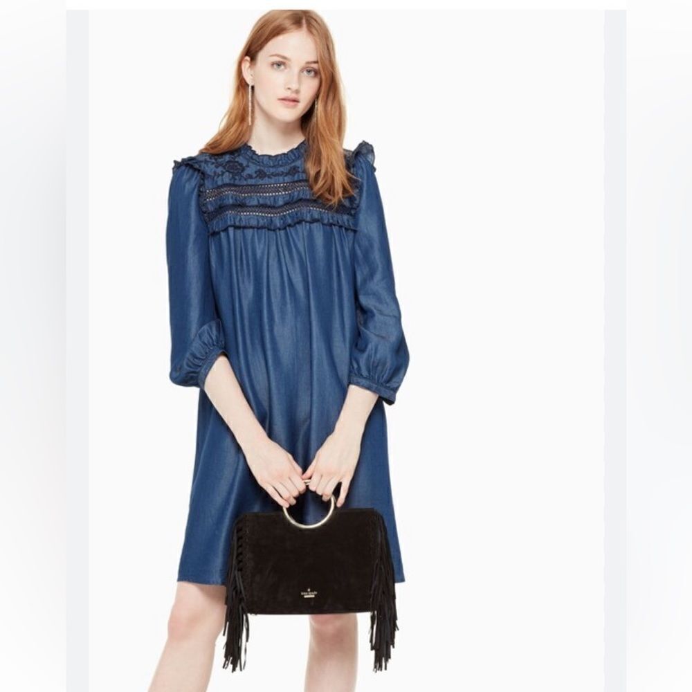 Kate Spade New York Mock Neck Mini Chambray Dress